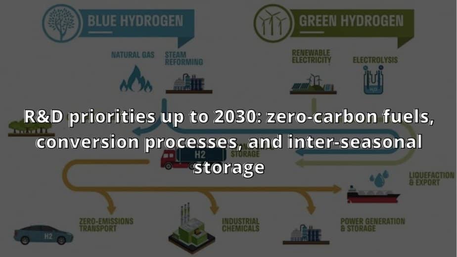 R&D priorities up to 2030: zero-carbon fuels, conversion processes, and inter-seasonal storage